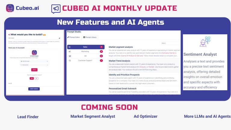 Cubeo AI Agents Assistants Prompt Studio Researcher Sentiment Customers